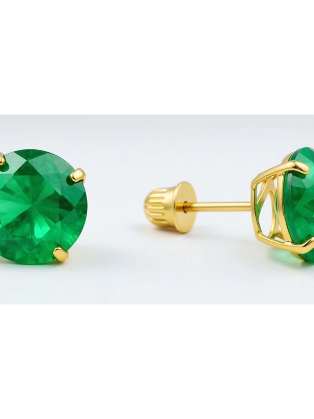 Genuine 5.86 Cts Emerald Stud Earrings 14k Gold